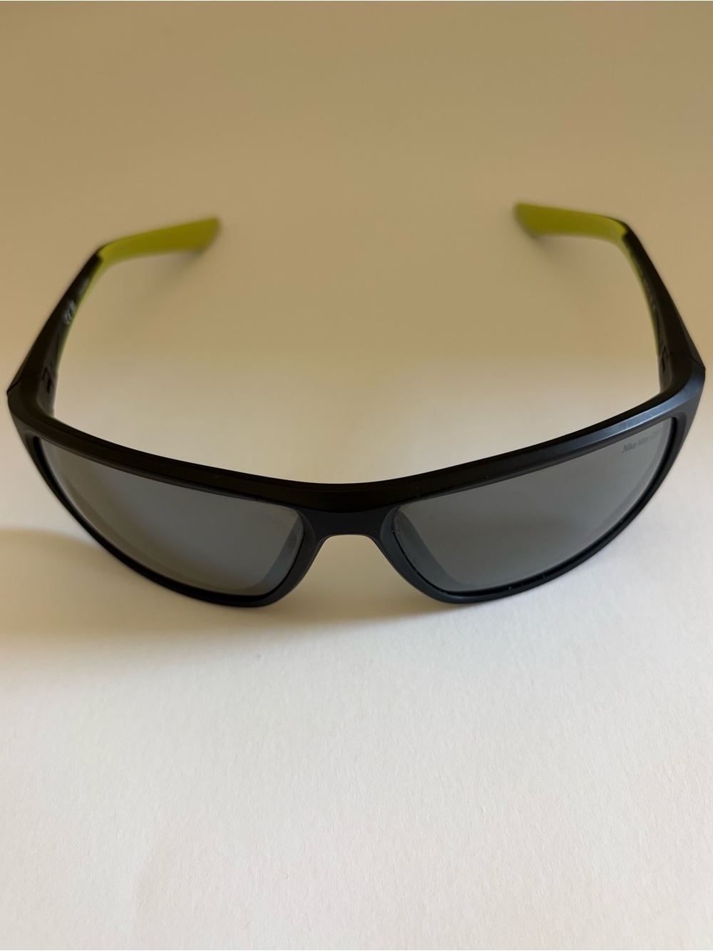 Nike Adrenaline 22 DV2372 011. Men's Black Sunglasses with Lime Green Temples.